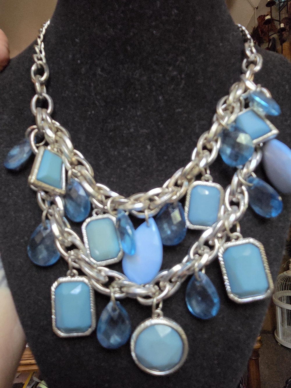 New York & Company Light Blue Multi-Strand Statement Necklace 22" Adjustable